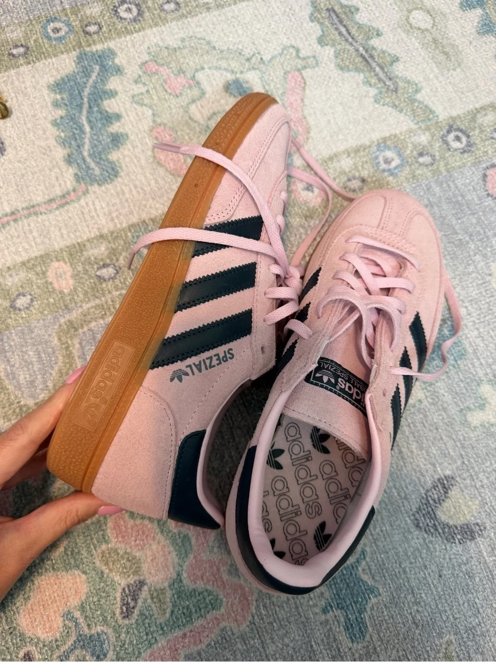 adidas Pink and Black Spezial Suede Sneakers with Gum Sole size 8!